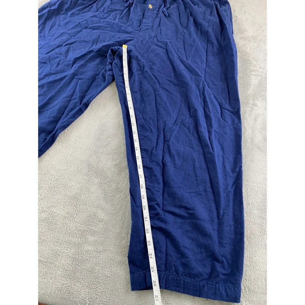 KingSize Mens 3XL Big Navy Blue Cotton Lounge Pajama Pants Elastic Drawstring
